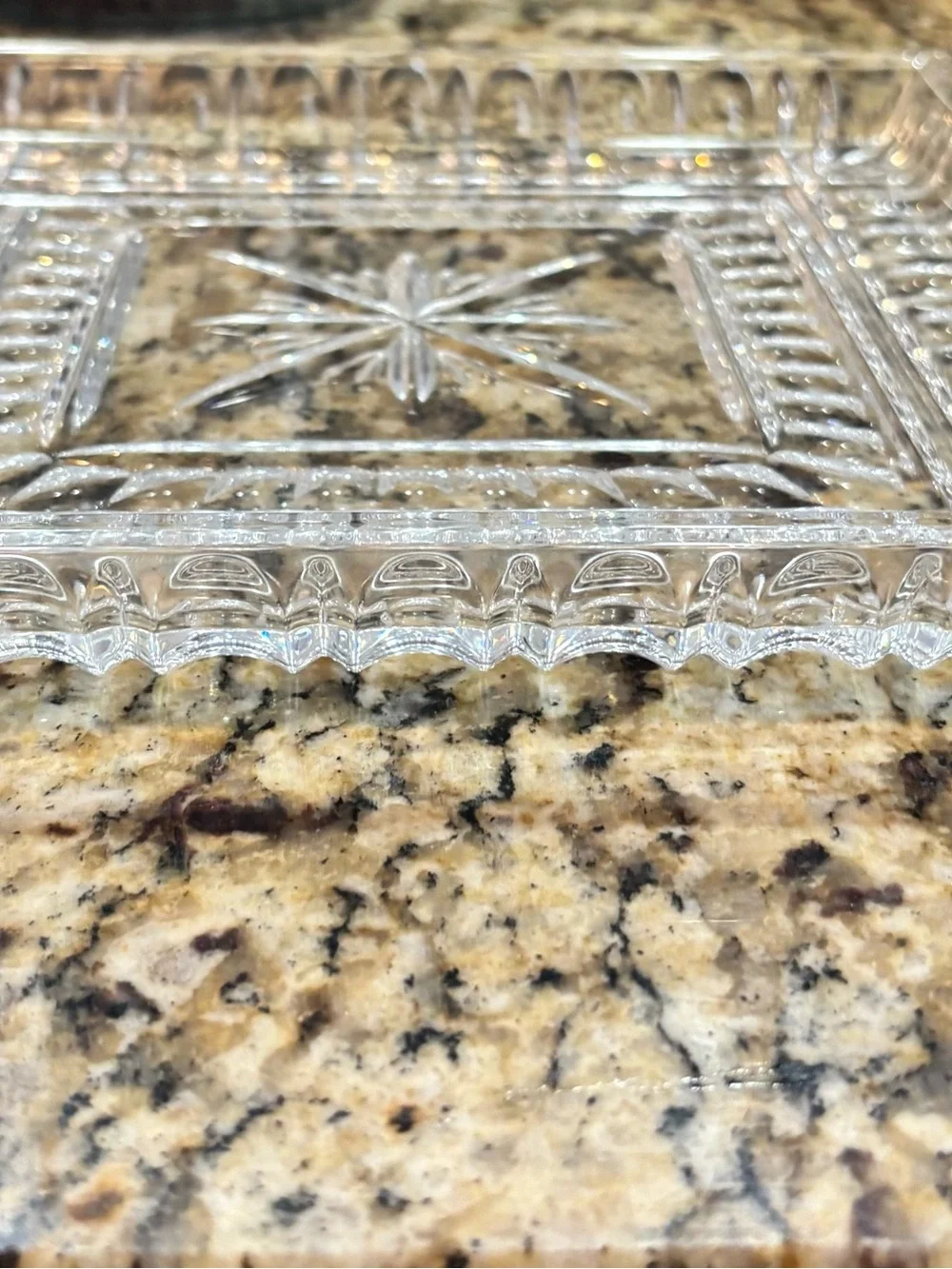 Waterford Crystal Clear Cut-Glass Square Serving Platter 10”
